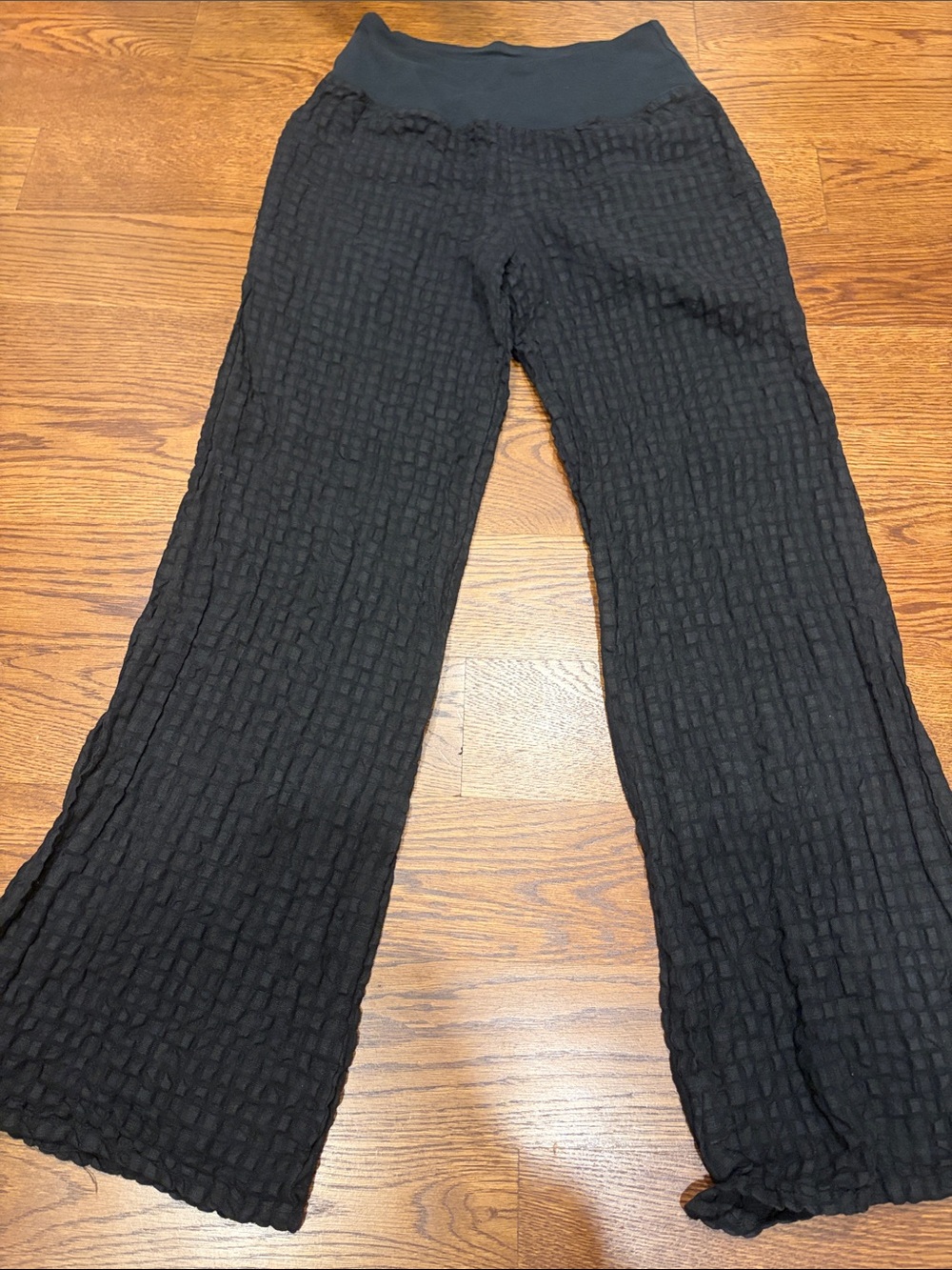 Black Textured linen pants xs